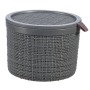 Basket with lid Jute round 2L Ø17x13cm dark grey