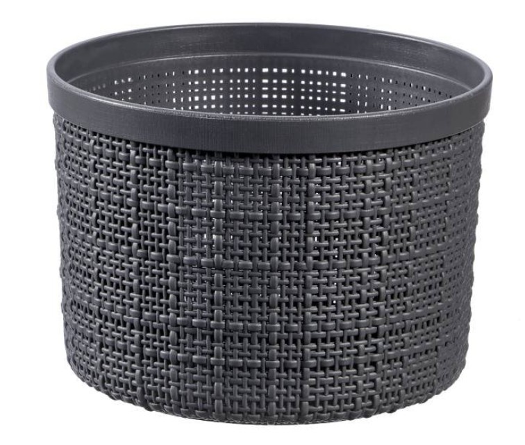 Basket with lid Jute round 2L Ø17x13cm dark grey