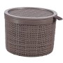 Basket with lid Jute round 2L Ø17x13cm purple-brown