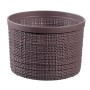 Basket with lid Jute round 2L Ø17x13cm purple-brown