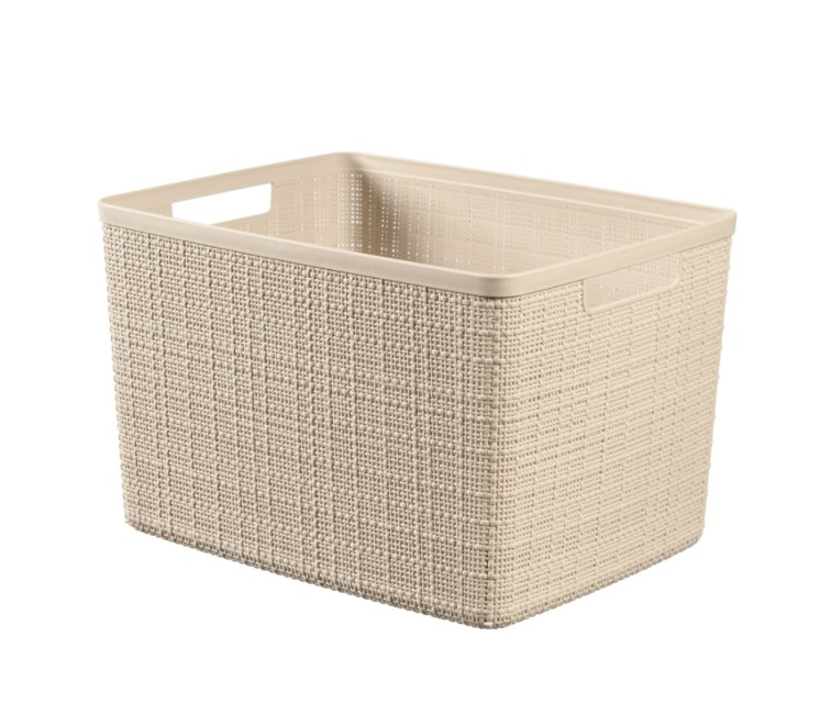 Basket Jute L 20L 36x28x23cm cream