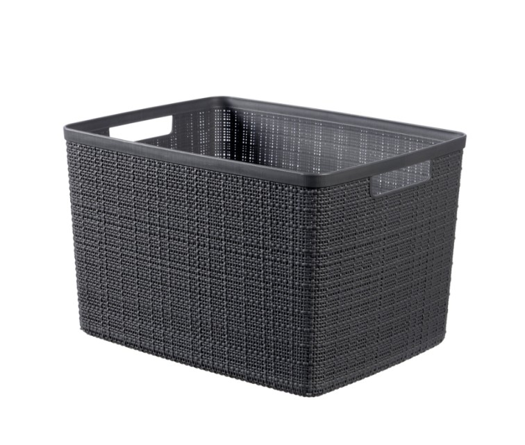 Basket Jute L 20L 36x28x23cm dark grey