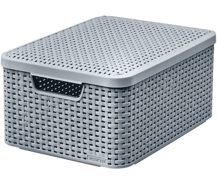 Box with lid Style M 39,3x29,3x18,7cm light grey