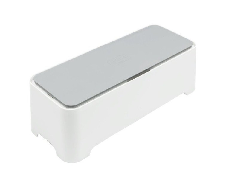 Box with lid for hiding cables E-Box M 36x14x12cm white/grey