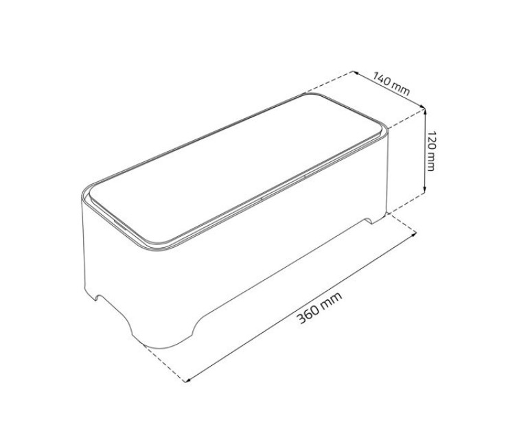 Kaste ar vāku vadu paslēpšanai E-Box M 36x14x12cm balta/pelēka