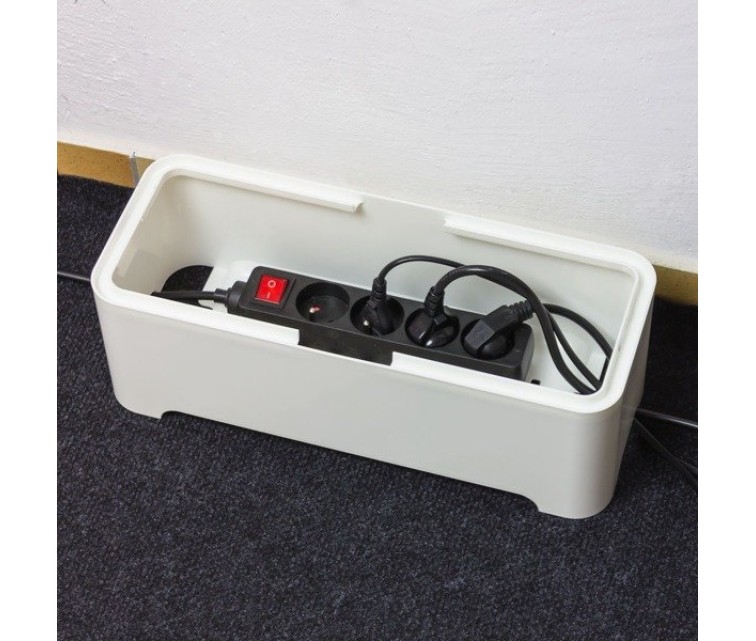 Kaste ar vāku vadu paslēpšanai E-Box M 36x14x12cm balta/pelēka Kaste ar vāku vadu paslēpšanai E-Box M 36x14x12cm balta/pelēka