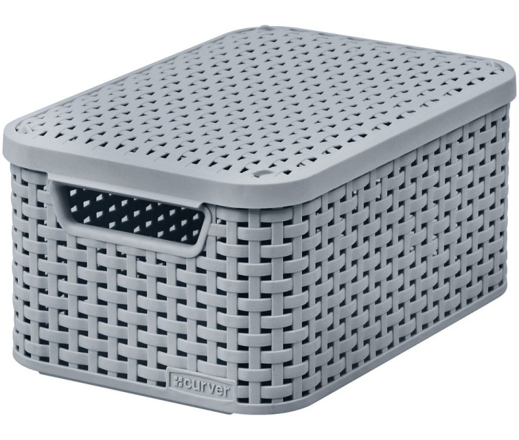 Box with lid Style S 29,1x19,8x14,2cm light grey