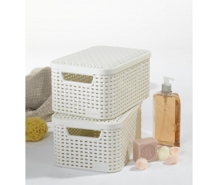 Box with lid Style S 29,1x19,8x14,2cm cream