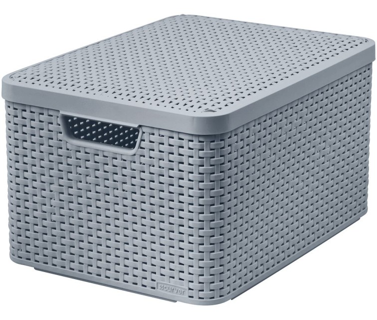 Box with lid Style L 43,6x32,6x23cm light grey