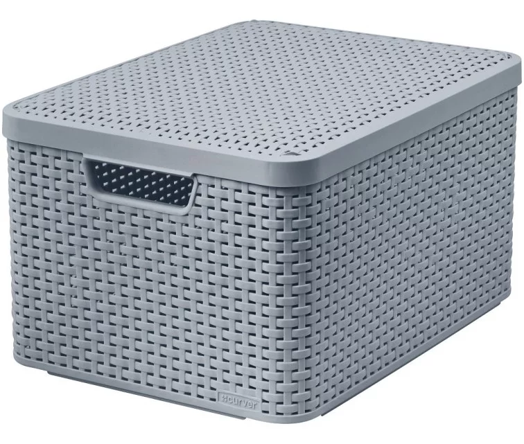 Dėžutė su dangteliu Style L 43,6x32,6x23cm šviesiai pilka Dėžutė su dangteliu Style L 43,6x32,6x23cm šviesiai pilka