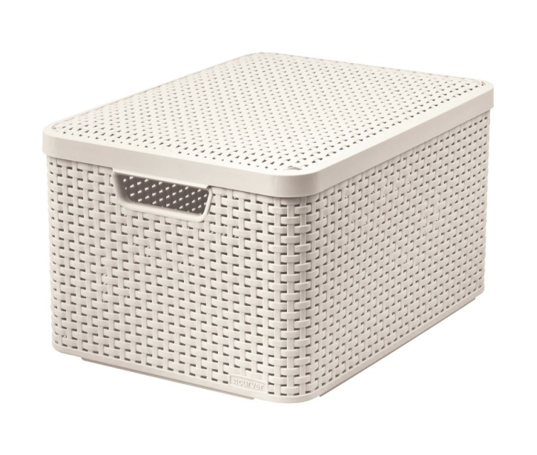 Box with lid Style L 43,6x32,6x23cm in cream