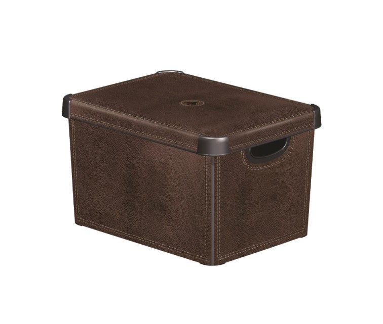 Box with lid Deco Stockholm L 39,5x29,5x23,5cm Leather