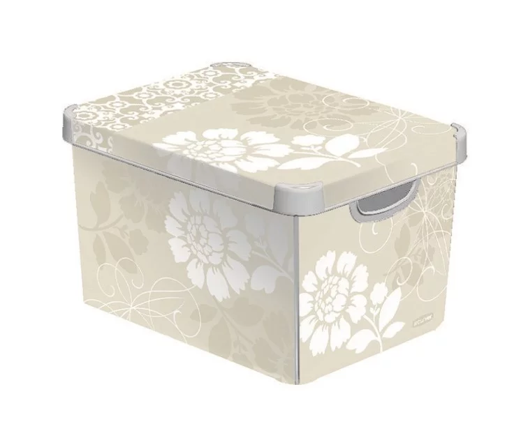 Dėžutė su dangteliu ir rankena Deco Stockholm L 39,5x29,5x23,5cm Romance