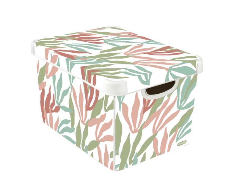 Box with lid Deco Stockholm L 39,5x29,5x23,5cm Modern Leaves