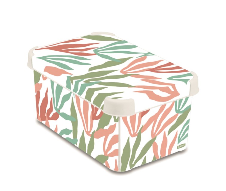 Box with lid Deco Stockholm S 29,5x19,5x13,5cm Modern Leaves