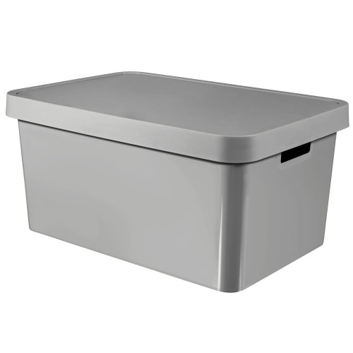 Kaste ar vāku Infinity Recycled 45L 56x39x27cm pelēka Kaste ar vāku Infinity Recycled 45L 56x39x27cm pelēka