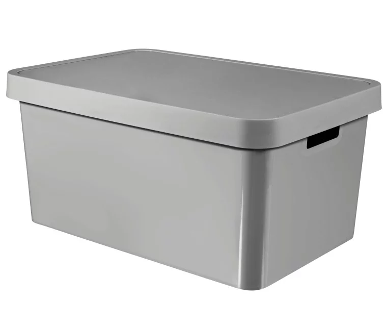 Kaste ar vāku Infinity Recycled 45L 56x39x27cm pelēka Kaste ar vāku Infinity Recycled 45L 56x39x27cm pelēka
