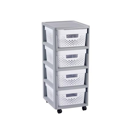 Kumode saliekama uz riteņiem ar 4 caur. kastēm 11L Infinity 30x36x69cm pelēka/balta Kumode saliekama uz riteņiem ar 4 caur. kastēm 11L Infinity 30x36x69cm pelēka/balta