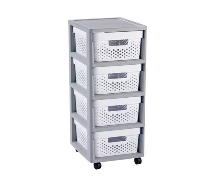 Infinity 4 compartment wheeled chest 11L 30x36x69cm grey/white