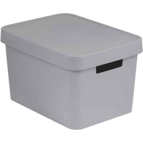 Kaste ar vāku Infinity Recycled 17L 36x27x22cm pelēka Kaste ar vāku Infinity Recycled 17L 36x27x22cm pelēka