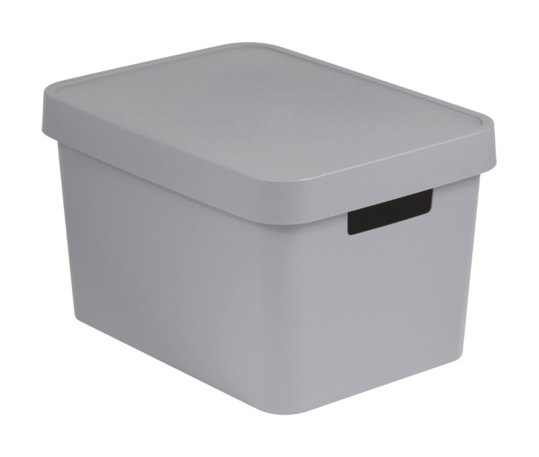 Box with lid Infinity Recycled 17L 36x27x22cm grey