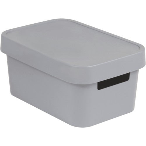 Kaste ar vāku Infinity Recycled 4,5L 27x19x12cm pelēka Kaste ar vāku Infinity Recycled 4,5L 27x19x12cm pelēka