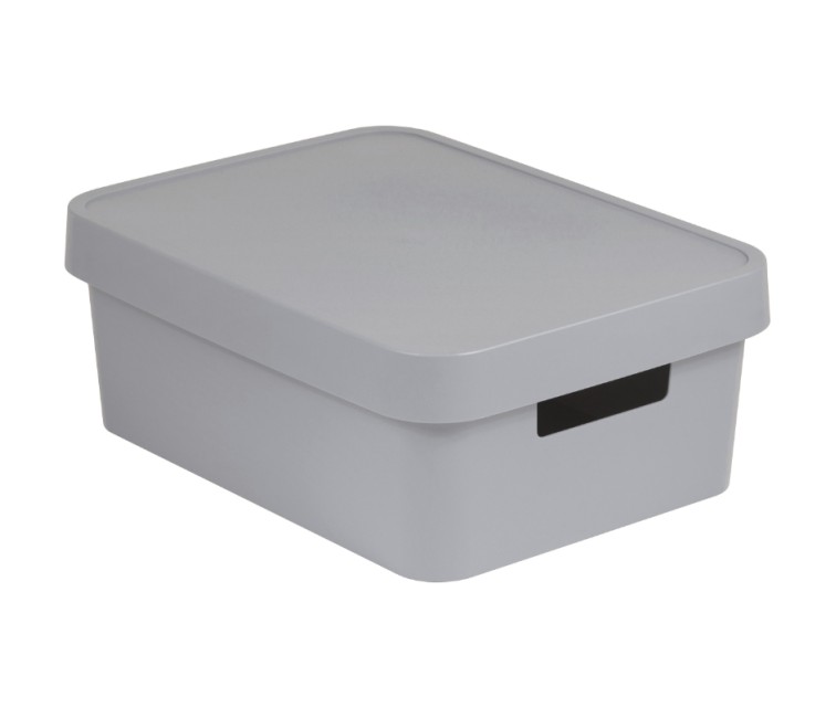 Box with lid Infinity Recycled 11L 36x27x14cm grey