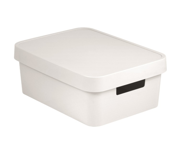 Box with lid Infinity Recycled 11L 36x27x14cm white