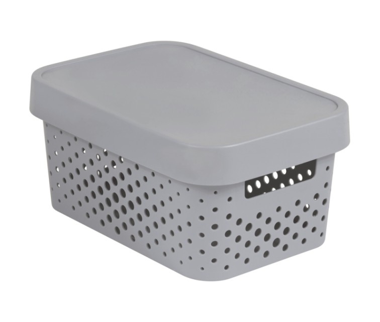 Box with lid Infinity Recycled 4,5L 27x19x12cm grey