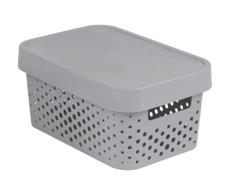 Kaste caurumota ar vāku Infinity Recycled 4,5L 27x19x12cm pelēka Kaste caurumota ar vāku Infinity Recycled 4,5L 27x19x12cm pelēka