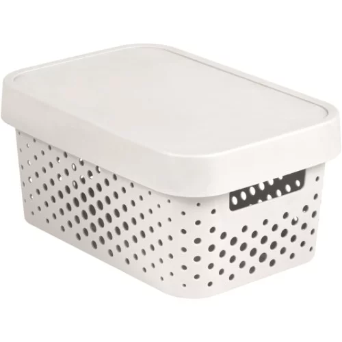 Kaste caurumota ar vāku Infinity Recycled 4,5L 27x19x12cm balta