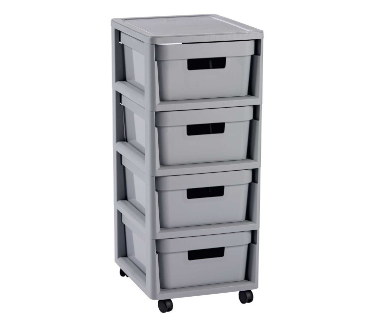 Infinity Chest on wheels with 4 boxes 11L 30x36x69cm grey