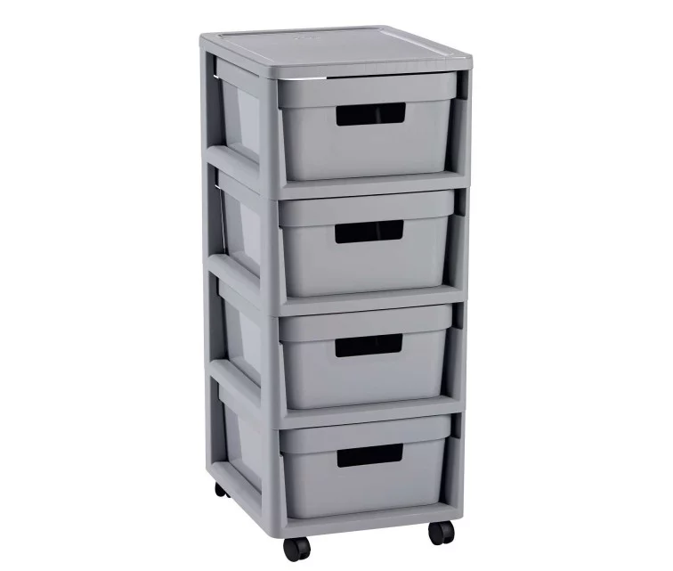 Infinity Chest on wheels with 4 boxes 11L 30x36x69cm grey Infinity Chest on wheels with 4 boxes 11L 30x36x69cm grey