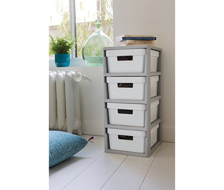Infinity Chest on wheels with 4 boxes 11L 30x36x69cm grey/white