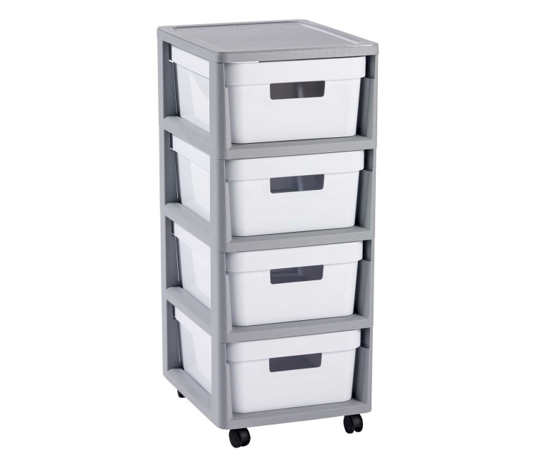 Infinity Chest on wheels with 4 boxes 11L 30x36x69cm grey/white