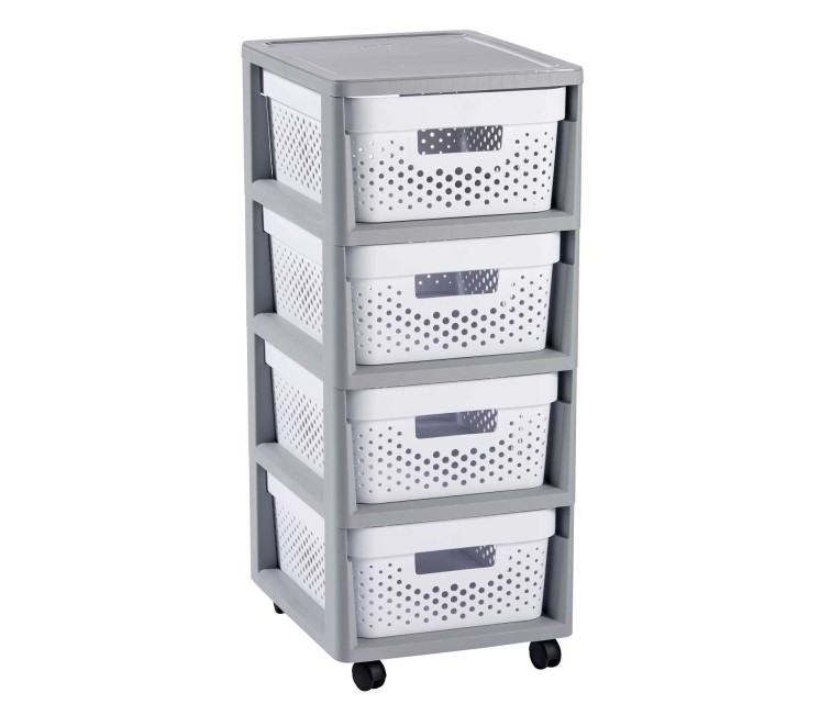 Infinity 11L 4 compartment wheeled chest 30x36x69cm grey/white