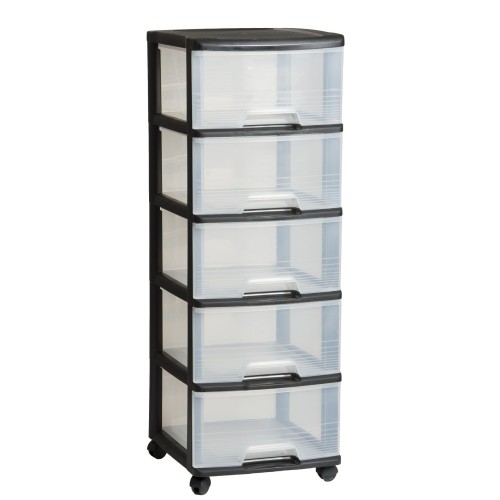 Atvilktņu sistēma ar 5 atvilktnēm 20L Drawer System 37x39x100cm melna/caurspīdīga Atvilktņu sistēma ar 5 atvilktnēm 20L Drawer System 37x39x100cm melna/caurspīdīga