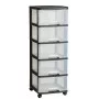 Atvilktņu sistēma ar 5 atvilktnēm 20L Drawer System 37x39x100cm melna/caurspīdīga Atvilktņu sistēma ar 5 atvilktnēm 20L Drawer System 37x39x100cm melna/caurspīdīga