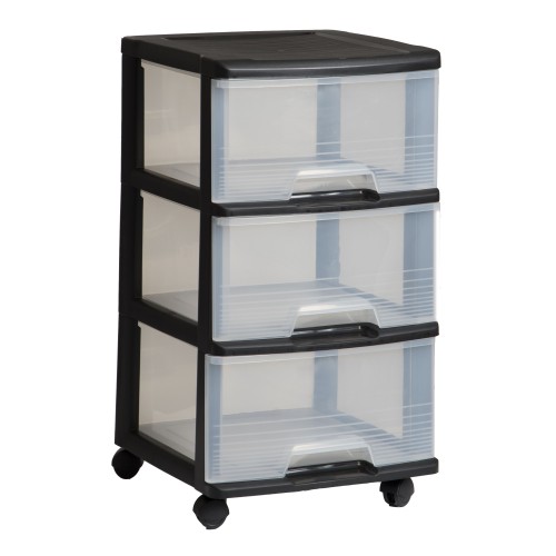 Atvilktņu sistēma ar 3 atvilktnēm 20L Drawer System 37x39x61cm melna/caurspīdīga Atvilktņu sistēma ar 3 atvilktnēm 20L Drawer System 37x39x61cm melna/caurspīdīga