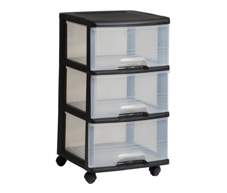 Система ящиков с 3 ящиками 20L Drawer System 37x39x61см черный / прозрачный