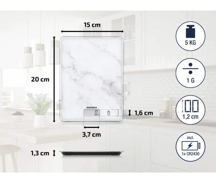 Elektroninės virtuvinės svarstyklės Page Compact 300 Marble Elektroninės virtuvinės svarstyklės Page Compact 300 Marble