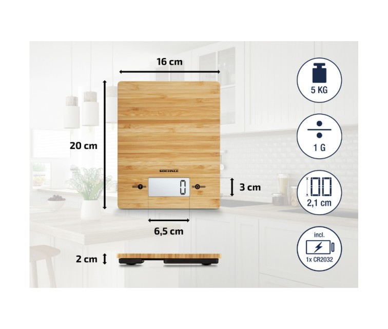 ( BOJĀTS IEPAKOJUMS ) Elektroniskie virtuves svari Bamboo