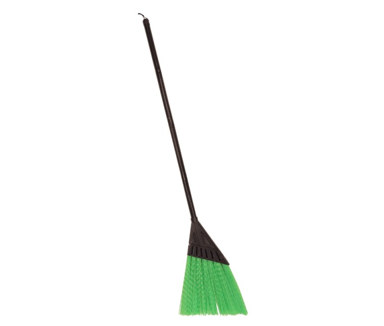 Street broom with handle flat green