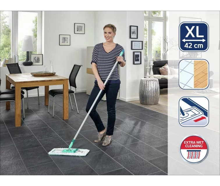 LEIFHEIT Grīdas birste ar tērauda kātu Profi XL micro duo 42cm LEIFHEIT Grīdas birste ar tērauda kātu Profi XL micro duo 42cm