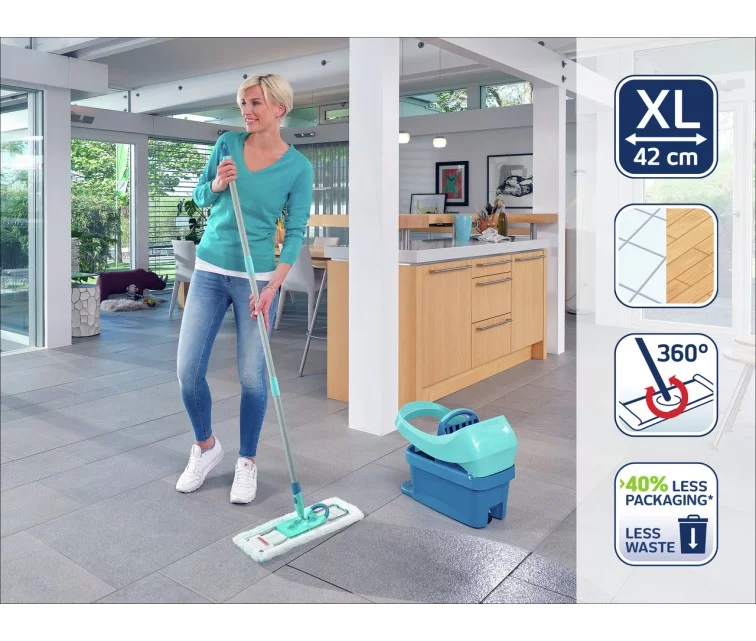 LEIFHEIT Grīdas birste ar saliekamu kātu kastē Profi XL micro duo 42cm LEIFHEIT Grīdas birste ar saliekamu kātu kastē Profi XL micro duo 42cm