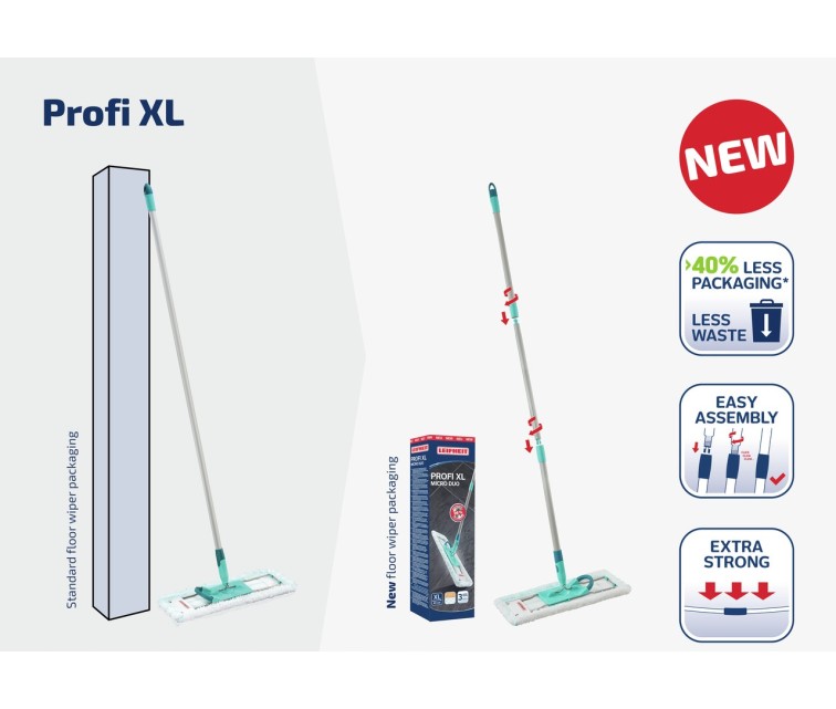 LEIFHEIT Floor brush with foldable handle in box Profi XL micro duo 42cm