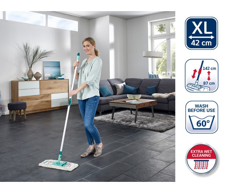 LEIFHEIT Floor Brush with Telescopic Handle Profi XL cotton plus 42cm