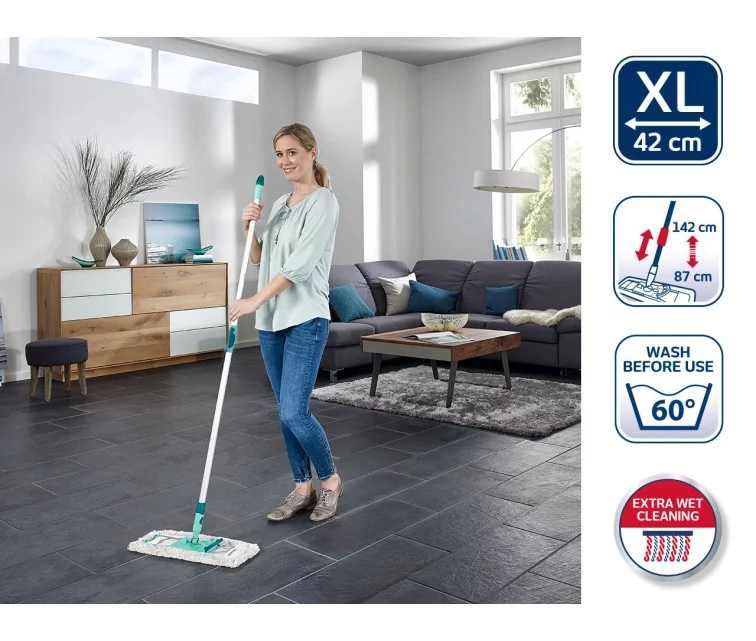 LEIFHEIT Grīdas birste ar teleskopisku kātu Profi XL cotton plus 42cm LEIFHEIT Grīdas birste ar teleskopisku kātu Profi XL cotton plus 42cm