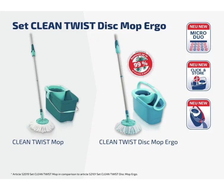 LEIFHEIT Набор для чистки полов Clean Twist Disc Mop Ergo LEIFHEIT Набор для чистки полов Clean Twist Disc Mop Ergo