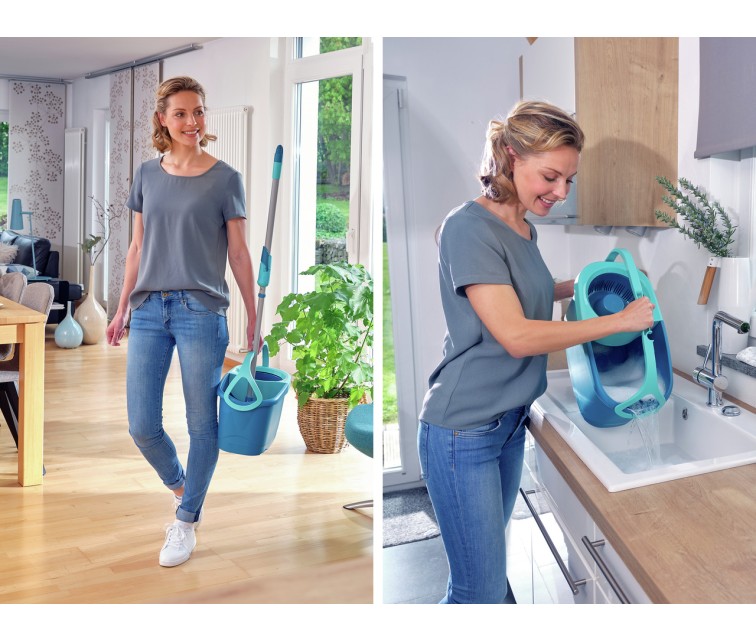 LEIFHEIT Floor Cleaning Set Rotation Disc Mop Ergo + gr. wash up to. Power Cleaner 1L